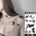 Kids Black Butterfly Flower Small Fresh Waterproof Temporary Tattoo Sticker Sexy Tatoo Chest Neck For Women Men Art Fake TattoosJ82503-22-K149