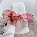 Ladies Sunglasses Women Brand Designer Luxury Oversize Rhinestone Cat Eye Crystal Retro Diamond Square Sun Glasses For Female