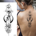 Large Size Black Flower Pattern Fake Tattoo Sticker for Women Dot Rose Peony Temporary Tattoos DIY Water Transfer Tattoos GirlsJ82511-BK-030
