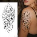 Large Size Black Flower Pattern Fake Tattoo Sticker for Women Dot Rose Peony Temporary Tattoos DIY Water Transfer Tattoos GirlsJ82511-BK-010