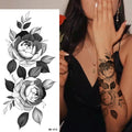 Large Size Black Flower Pattern Fake Tattoo Sticker for Women Dot Rose Peony Temporary Tattoos DIY Water Transfer Tattoos GirlsJ82511-BK-015