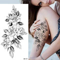 Large Size Black Flower Pattern Fake Tattoo Sticker for Women Dot Rose Peony Temporary Tattoos DIY Water Transfer Tattoos GirlsJ82511-BK-017