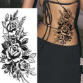 Large Size Black Flower Pattern Fake Tattoo Sticker for Women Dot Rose Peony Temporary Tattoos DIY Water Transfer Tattoos GirlsJ82511-BK-016