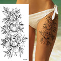 Large Size Black Flower Pattern Fake Tattoo Sticker for Women Dot Rose Peony Temporary Tattoos DIY Water Transfer Tattoos GirlsJ82511-BK-036