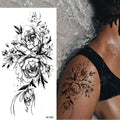 Large Size Black Flower Pattern Fake Tattoo Sticker for Women Dot Rose Peony Temporary Tattoos DIY Water Transfer Tattoos GirlsJ82511-BK-003