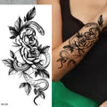 Large Size Black Flower Pattern Fake Tattoo Sticker for Women Dot Rose Peony Temporary Tattoos DIY Water Transfer Tattoos GirlsJ82511-BK-024