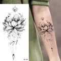 Large Size Black Flower Pattern Fake Tattoo Sticker for Women Dot Rose Peony Temporary Tattoos DIY Water Transfer Tattoos GirlsJ82511-BK-009