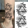 Large Size Black Flower Pattern Fake Tattoo Sticker for Women Dot Rose Peony Temporary Tattoos DIY Water Transfer Tattoos GirlsJ82511-BK-021