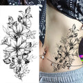 Large Size Black Flower Pattern Fake Tattoo Sticker for Women Dot Rose Peony Temporary Tattoos DIY Water Transfer Tattoos GirlsJ82511-BK-035