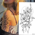 Large Size Black Flower Pattern Fake Tattoo Sticker for Women Dot Rose Peony Temporary Tattoos DIY Water Transfer Tattoos GirlsJ82511-BK-004