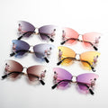 Luxury Designer Butterfly Sunglasses Vintage Shades for Women Fashion Rimless Sun Glasses Bling Diamond Eyewear