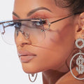 Luxury Gradient Sunglasses Women Trendy Brand One Piece Sun Glasses Rimless Oversized Frame Female Shades UV400