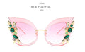 New Fashion Green Diamond Oversized Sunglasses Women Designer Luxury Cat Eye Sunglasses Transparent Frame Vintage Shades