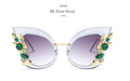 New Fashion Green Diamond Oversized Sunglasses Women Designer Luxury Cat Eye Sunglasses Transparent Frame Vintage Shades