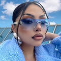 New Ins Rimless One-Pieces Sunglasses Women 2000's Y2k Fashion Sunglass Female Vintage Wrap Around Sun Glasses For Ladies Shades