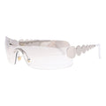 New Ins Rimless One-Pieces Sunglasses Women 2000's Y2k Fashion Sunglass Female Vintage Wrap Around Sun Glasses For Ladies Shades