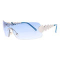 New Ins Rimless One-Pieces Sunglasses Women 2000's Y2k Fashion Sunglass Female Vintage Wrap Around Sun Glasses For Ladies Shades