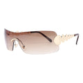 New Ins Rimless One-Pieces Sunglasses Women 2000's Y2k Fashion Sunglass Female Vintage Wrap Around Sun Glasses For Ladies Shades