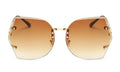 New Rimless Clear Sunglasses Butterfly Oversized Metal Glasses Vintage Designer Brand Luxury Women Celebrity Big Sunglasses