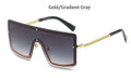 Oversized Square vintage fashion Metal frame brand designer Gradient sunglasses