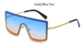 Oversized Square vintage fashion Metal frame brand designer Gradient sunglasses