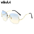 Oversized Transparent Cat Eye Sunglasses Women Brand Designer Rimless Square Frame Clear Gradient Color Sun Glasses Lady shades