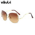 Oversized Transparent Cat Eye Sunglasses Women Brand Designer Rimless Square Frame Clear Gradient Color Sun Glasses Lady shades