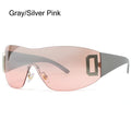Punk Wrap Around Y2K Sunglasses for Women Sport Sunglasses Jeweled Sun Glasses Retro Frameless Eyewear Trendy 2000's Shade UV400