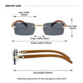 Rectangle Fashion Rimless Sunglasses for Women Men Gangster 90s Frameless Shades Retro Vintage Trendy Wooden Frame Eyewear