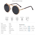 Vintage Steampunk Flip Sunglasses Retro Round Metal Frame Sun Glasses for Men Women Brand Designer Circle Glasses