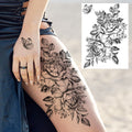 Sexy Flower Temporary Tattoos For Women Body Art Painting Arm Legs Tattoos Sticker Realistic Fake Black Rose Waterproof TattoosJ82505-CLZ243
