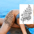 Sexy Flower Temporary Tattoos For Women Body Art Painting Arm Legs Tattoos Sticker Realistic Fake Black Rose Waterproof TattoosJ82505-CLZ155