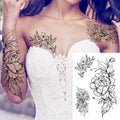 Sexy Flower Temporary Tattoos For Women Body Art Painting Arm Legs Tattoos Sticker Realistic Fake Black Rose Waterproof TattoosJ82505-CTH386