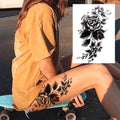 Sexy Flower Temporary Tattoos For Women Body Art Painting Arm Legs Tattoos Sticker Realistic Fake Black Rose Waterproof TattoosJ82505-CLZ157