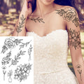 Sexy Flower Temporary Tattoos For Women Body Art Painting Arm Legs Tattoos Sticker Realistic Fake Black Rose Waterproof TattoosJ82505-CTH388