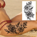 Sexy Flower Temporary Tattoos For Women Body Art Painting Arm Legs Tattoos Sticker Realistic Fake Black Rose Waterproof TattoosJ82505-CLZ249