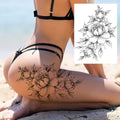 Sexy Flower Temporary Tattoos For Women Body Art Painting Arm Legs Tattoos Sticker Realistic Fake Black Rose Waterproof TattoosJ82505-CLZ136