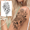 Sexy Flower Temporary Tattoos For Women Body Art Painting Arm Legs Tattoos Sticker Realistic Fake Black Rose Waterproof TattoosJ82505-CLZ248