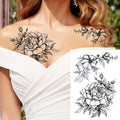 Sexy Flower Temporary Tattoos For Women Body Art Painting Arm Legs Tattoos Sticker Realistic Fake Black Rose Waterproof TattoosJ82505-CTH173