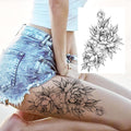 Sexy Flower Temporary Tattoos For Women Body Art Painting Arm Legs Tattoos Sticker Realistic Fake Black Rose Waterproof TattoosJ82505-CLZ242