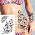 Sexy Flower Temporary Tattoos For Women Body Art Painting Arm Legs Tattoos Sticker Realistic Fake Black Rose Waterproof TattoosJ82505-CTH178X