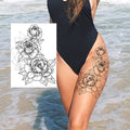 Sexy Flower Temporary Tattoos For Women Body Art Painting Arm Legs Tattoos Sticker Realistic Fake Black Rose Waterproof TattoosJ82505-CLZ141