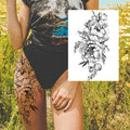 Sexy Flower Temporary Tattoos For Women Body Art Painting Arm Legs Tattoos Sticker Realistic Fake Black Rose Waterproof TattoosJ82505-CLZ134