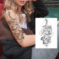 Sexy Flower Temporary Tattoos For Women Body Art Painting Arm Legs Tattoos Sticker Realistic Fake Black Rose Waterproof TattoosJ82505-CLZ135