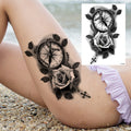 Sexy Flower Temporary Tattoos For Women Body Art Painting Arm Legs Tattoos Sticker Realistic Fake Black Rose Waterproof TattoosJ82505-CLZ239