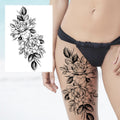 Sexy Flower Temporary Tattoos For Women Body Art Painting Arm Legs Tattoos Sticker Realistic Fake Black Rose Waterproof TattoosJ82505-CLZ245