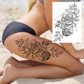 Sexy Flower Temporary Tattoos For Women Body Art Painting Arm Legs Tattoos Sticker Realistic Fake Black Rose Waterproof TattoosJ82505-CLZ144
