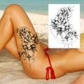 Sexy Flower Temporary Tattoos For Women Body Art Painting Arm Legs Tattoos Sticker Realistic Fake Black Rose Waterproof TattoosJ82505-CLZ259