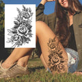 Sexy Flower Temporary Tattoos For Women Body Art Painting Arm Legs Tattoos Sticker Realistic Fake Black Rose Waterproof TattoosJ82505-CLZ138