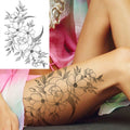 Sexy Flower Temporary Tattoos For Women Body Art Painting Arm Legs Tattoos Sticker Realistic Fake Black Rose Waterproof TattoosJ82505-CLZ148